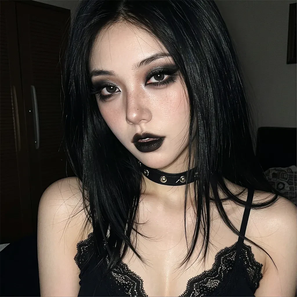 Square avatar of a fictional AI character with dark hair